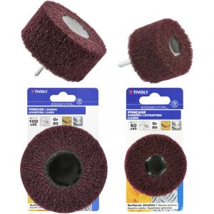 Tivoly Lot 2 Roues Abrasives Mousse Perceuse - Grains 80 - Ø60/100mm - Nylon Corindon - Nettoyage, Décapage Bois & Métal