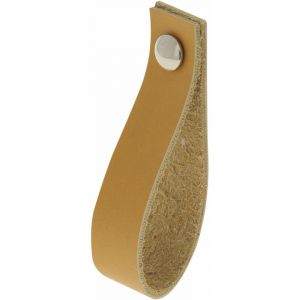 Bouton ou poignée tirette entraxe 128mm cuir finition marron clair - CADAP - PB0528/60S