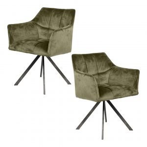 Fauteuil pivotant velours vert pied étoile melbourne (lot de 2)