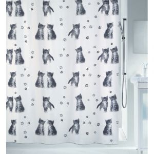 Spirella Rideau de douche Polyester KITTY PAW 180x200cm Gris