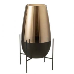 J-Line Vase en Verre Design Milan 48cm Or & Noir