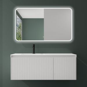 Mai&mai - Ensemble de Meubles de Salle de Bains Meuble sous Vasque 120 cm Blanc avec Tiroirs Soft-close Lavabo en R&eacute;sine et Miroir Compris Santa