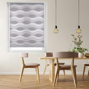 Blindecor Luna Store enrouleur ondulé double couche, Jour nuit. Plata, 72 x 150 cm (L x H) | Taille du tissu 69 x 145 cm | Store enroleur ondulé sans percage