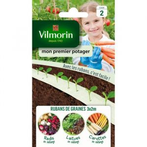 Vilmorin Mon premier potager (radis, laitue à couper et carottes) 3 x 2 m - ruban de graines