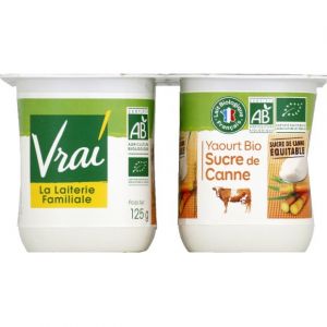 Vrai bio Yaourt bio nature sucre de canne