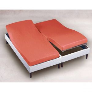Drap-housse tête et pieds relevables orange en jersey LAUREAT
