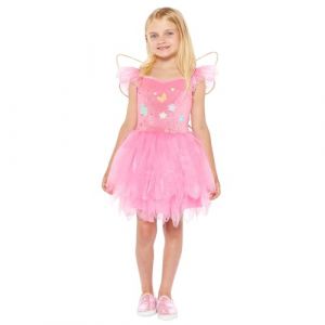 Amscan 9918388 - Robe de fée rose pour filles avec corsage et ailes 3D Costume de déguisement pour enfants Âge : 3-4 ans