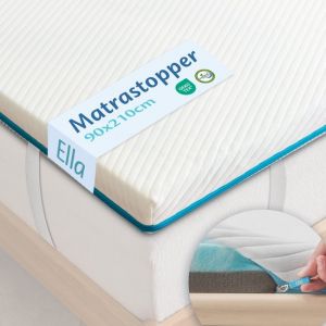 Ella Topper 90x210 cm - Matelas Topdekmatras - Surmatelas en mousse &agrave; m&eacute;moire de forme infus&eacute;e de gel et mousse Aircell - fermet&eacute; moyenne
