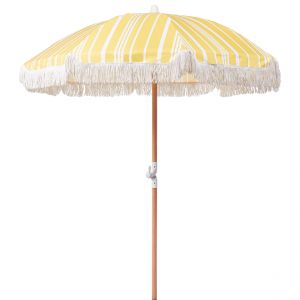 Beliani Parasol de jardin ? 150 cm jaune et blanc MONDELLO