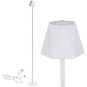 Clauss Lampadaire LED rechargeable par USB sans fil avec variateur d'intensit&eacute; en m&eacute;tal pour int&eacute;rieur et ext&eacute;rieur IP54 Blanc 10014