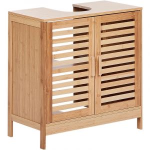 Beliani Meuble de Lavabo en Bambou Minimaliste Rangement de Salle de Bain Bois Clair Missoula