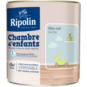 Image de Ripolin Peinture Murale Spéciale Chambre d'Enfants Satin Bleu Ciel 05L
