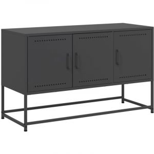 VidaXL Meuble TV noir 100,5x39x60,5 cm acier, support TV, buffet TV, meuble multimédia, banc TV, armoire hifi, centre de divertissement, console TV