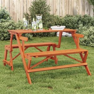 VidaXL Table de pique-nique avec bancs sapin massif 2 en 1 convertible, banc de pique-nique, banc de pique-nique de jardin, table de camping