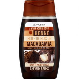 Image de Monoprix Shampooing doux henné huile de noix macadamia cheveux bruns