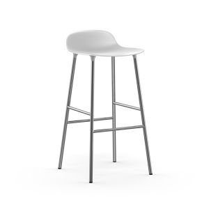 Image de Normann Copenhagen Tabouret de bar Form empilable / Pied métal - H 75 cm blanc en matière plastique