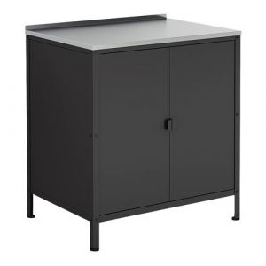 Armoire de jardin Bolognano acier laqué 92 x 80 x 50 cm noir mat casa.pro