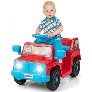 Image de Costway 6v Voiture &Eacute;lectrique Enfant Avec Volant & Klaxon & Led, Gobelet De Rangement & P&eacute;dale, Pour 18 Mois+ Charge 20kg, Rouge