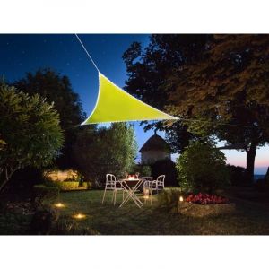 Perel Voile d'ombrage, 170 led solaires, hydrofuge, 3,6 x 3,6 x 3,6 m, 160 g/m&sup2;, IP44, polyester, triangulaire, vert lime
