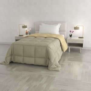 Italian Bed Linen Courtepointe d’Hiver “Elegant”, Microfibre, Gris Tourterelle/Crème, 220x260 cm