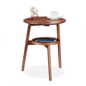 Relaxdays Table d'appoint, avec 2 Niveaux, H x L x P : 60 x 47 x 40 cm, pour Le Salon ou la Chambre, Marron