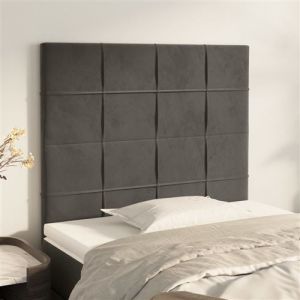 VidaXL 2x Têtes de Lit Meubles de Chambre à Coucher Accessoires de Lit Simple Têtes de Cadre de Lit Intérieur Gris Foncé 100x5x78/88 cm Velours