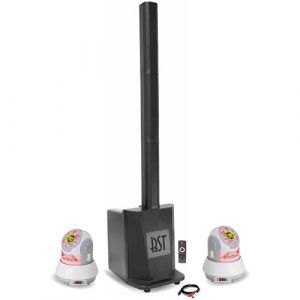 SANS Pack Sono DJ Enceinte colonne avec caisson 480W RMS 10/25cm BST MEGAMAX-TOWER - 2 Lyres Wash 30W à Gobos - Soirée Ambiance Fête