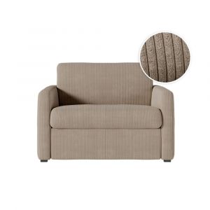 Loungitude Fauteuil convertible couchage 70x190cm velours taupe matelas 13cm