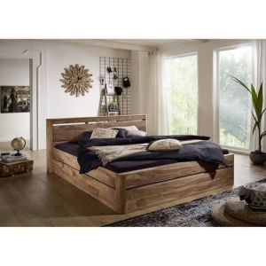 Lit double avec tiroirs 160x200 Palissandre teinté Smoked cherry TORONTO 161