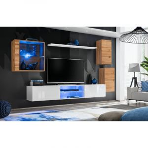 AC-Déco Ensemble Meuble TV "Switch XXIII" 250cm Naturel & Blanc