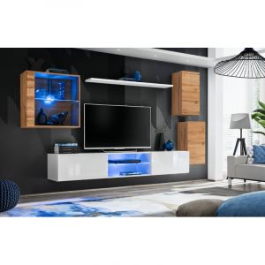 Image de AC-Déco Ensemble Meuble TV "Switch XXIII" 250cm Naturel & Blanc