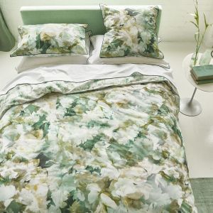 Image de Designers Guild Housse de couette imprimée en percale de coton vert 240x220