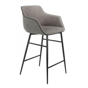 Fauteuil de bar en tissu gris avec pieds en acier noir