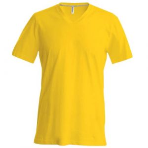 Kariban T-shirt à manches courtes et col en V coupe cintrée pour homme (3XL) (Jaune) - UTRW707