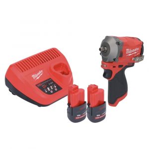Milwaukee M12 FIW38-252 Visseuse à choc sans fil 12 V 339 Nm 3/8'' Brushless + 2x batterie 2,5 Ah + chargeur de batterie