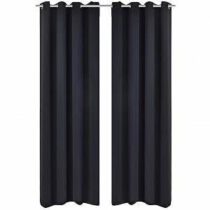 Image de VidaXL 2 pcs Rideau Blackout Occultant Noir avec Oeillets en métal 135x245cm