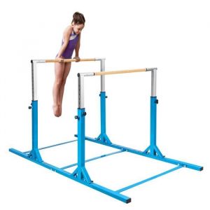 Costway Double Barre De Gymnastique Hauteur Réglable 11 Niveaux 96-140cm Doubles Cerrous Avec Talc En Poudre Jusqu'à 100 Kg Bleu