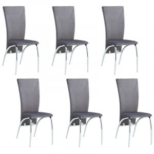 Lot de 6 chaises DUNA chrome velours gris