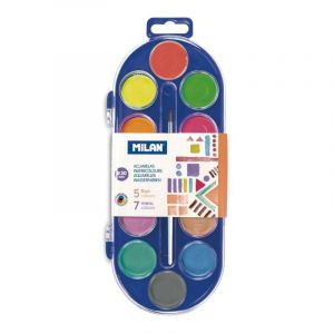 MILAN- &Eacute;tui de 22 pastilles d'aquarelles &Oslash;30 mm avec Pinceau, M80022, Multi-Couleur, Medium