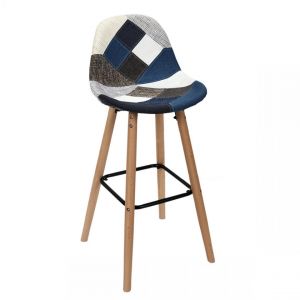 Image de CMP Lot de 2 Tabourets De Bar Patchwork Bleu Gris