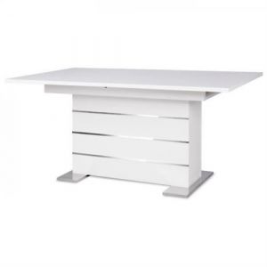 Table extensible 6 8 personnes Rectangulaire Panneaux de particules Mantova Blanc et alu L 160 200 x P90 x H75 cm