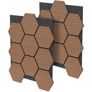 Ml-design - ml Design Lot de 2 Panneaux Acoustiques Hexagonaux, 66x81x2 cm, 1 m², Teck, en Feutre Recyclé/MDF, Revêtement Mural Isolation Phonique