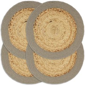 VidaXL Napperons 4 pcs Naturel et gris 38 cm Jute et coton