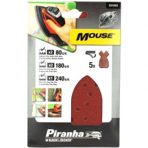 Black & Decker Abrasifs mouse assortis par 5 pour Ponceuse, Outil multifonction