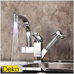 Ideko Robinet de cuisine Contemporain LED Laiton Chromé