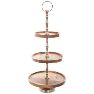 Conforama Serviteur 3 étages en bois H.62 cm