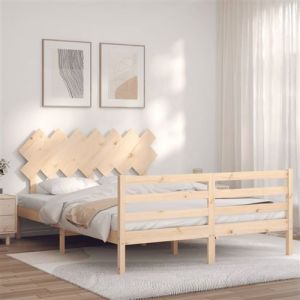 VidaXL Cadre De Lit Avec Tête De Lit 140x190 Cm Bois Massif