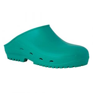 REPOSA Easy Sabots infermière, Chaussures hygiéniques Type de Sabot, polymère Naturel Antistatique, sans Latex, Confortable, léger, Trous latéraux, Semelle SRC Anatomique (38, Vert)