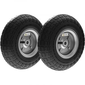Outsunny Lot de 2 roues pneus de remplacement dia. 255 mm alésage 16 mm moyeu métal caoutchouc
