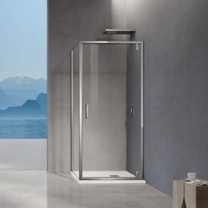 Cabine de douche porte pivotante verre transparent et accessoires chrom&eacute;s 76x80x195 - Grand Verre